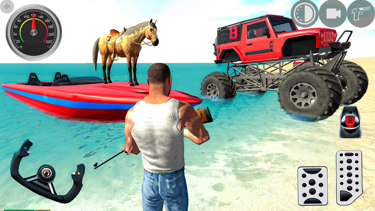 Indian Monster Truck Boat and Horse in Open City Simulator - Android Gameplay
