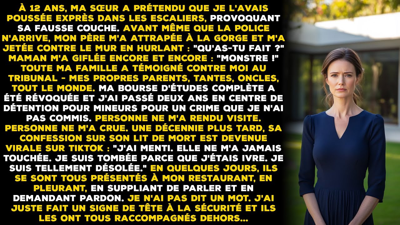 À 12 ans, ma sœur a prétendu que je l'avais poussée dans les escaliers exprès, provoquant sa...