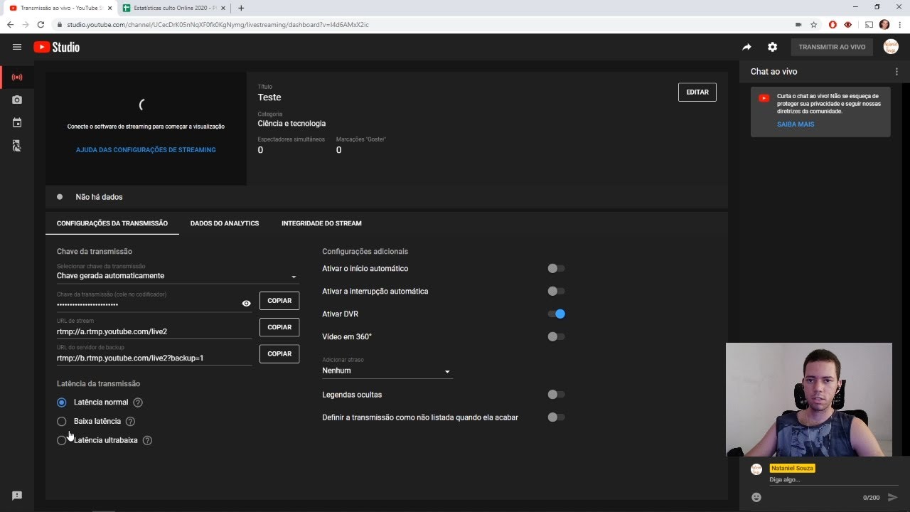 Como obter a chave de transmissão no novo Youtube Studio e iniciar a transmissão no OBS studio