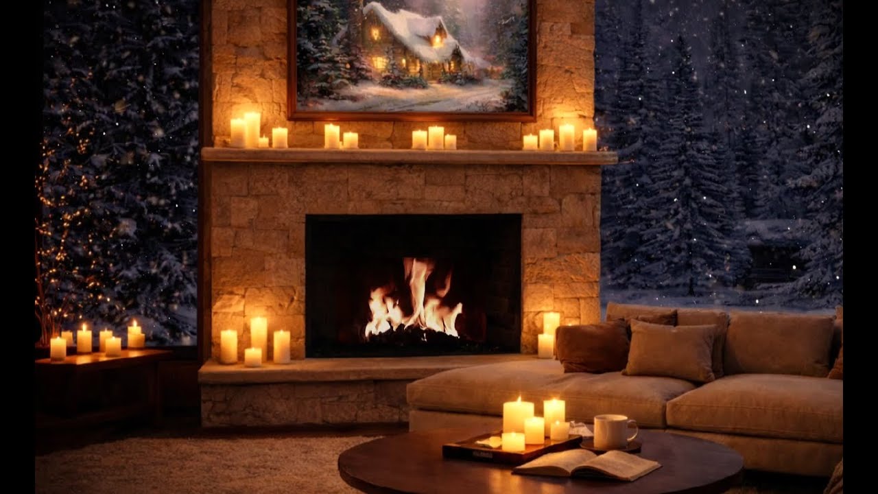 Quiet Evening Ambience 🕯️ Slow Jazz With a Crackling Fire | Cozy at Home