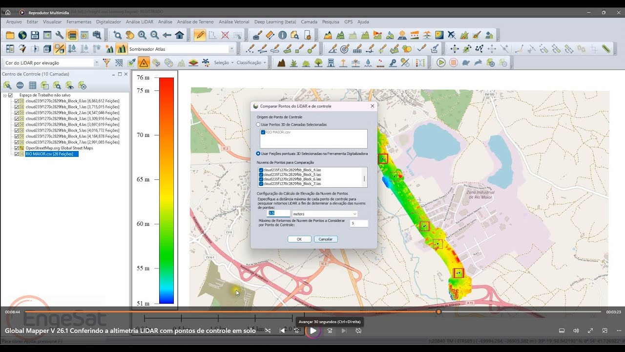Global Mapper V 26 1 Conferindo a altimetria LIDAR com pontos de controle em solo