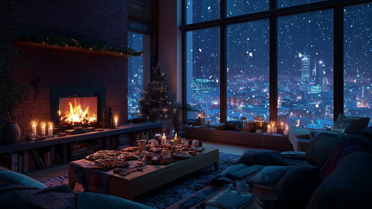 Cozy Snowfall Christmas Ambience 🎄 Instrumental Holiday Music for Calm Moments