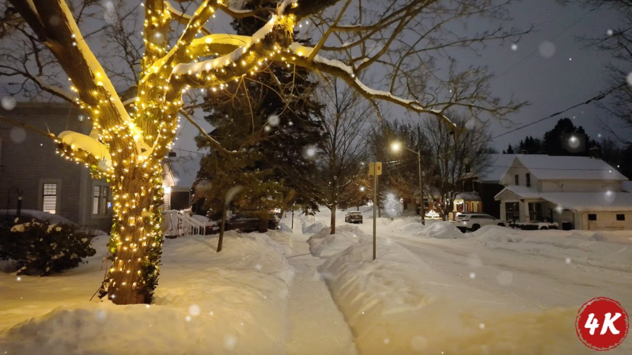 Relaxing Snowy Night Walk in a Heritage Neighborhood | ASMR