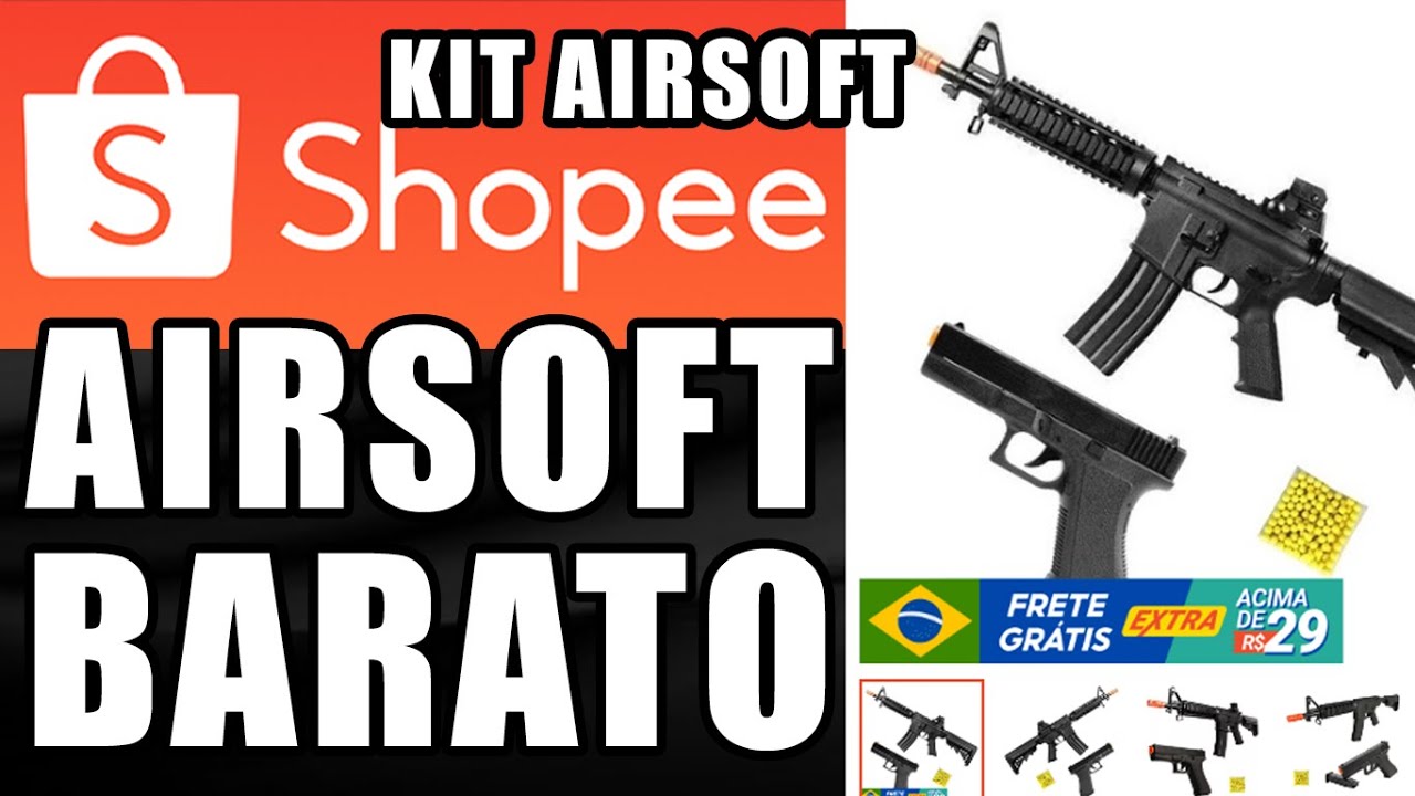 KIT AIRSOFT da SHOPEE muito BARATO! Pistol + M4