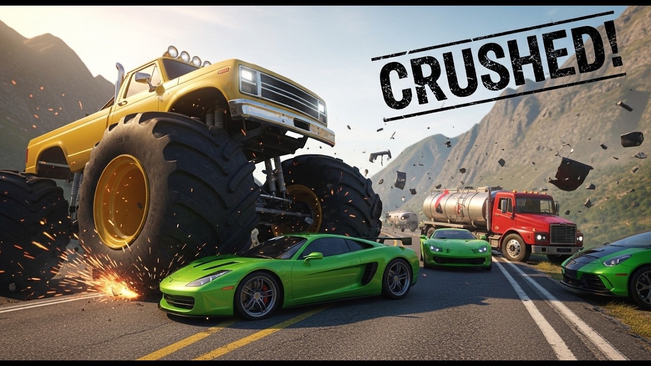Monster Truck vs Tiny Cars 😱 | Road Turns Into Total Chaos