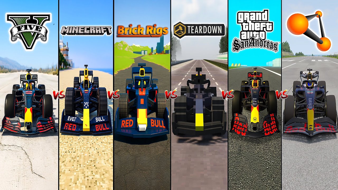 GTA 5 F1 CAR VS MINECRAFT VS BRICK RIGS VS TEARDOWN VS GTA SA VS BEAMNG - WHICH IS BEST?