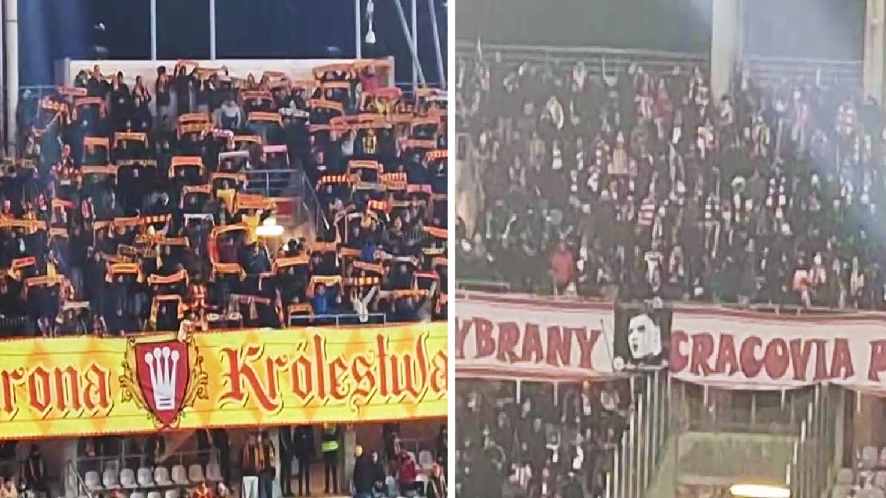 Fanatycy Cracovii w Kielcach. Doping kibiców Korony. Kibice wspólnie 