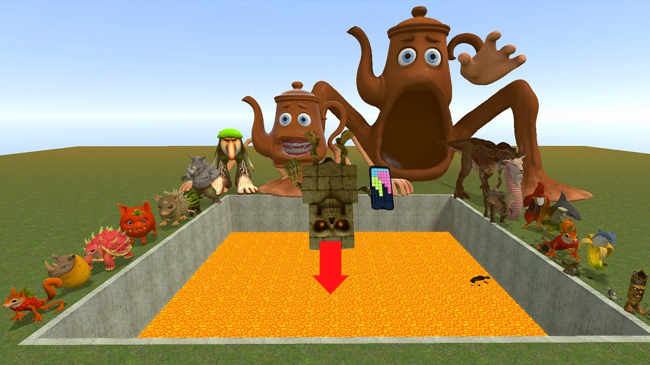 AI Brainrot Memes Bosses in Giant Pit - HORROR MEME MONSTER BATTLE / in the lava pit   Garry's mod