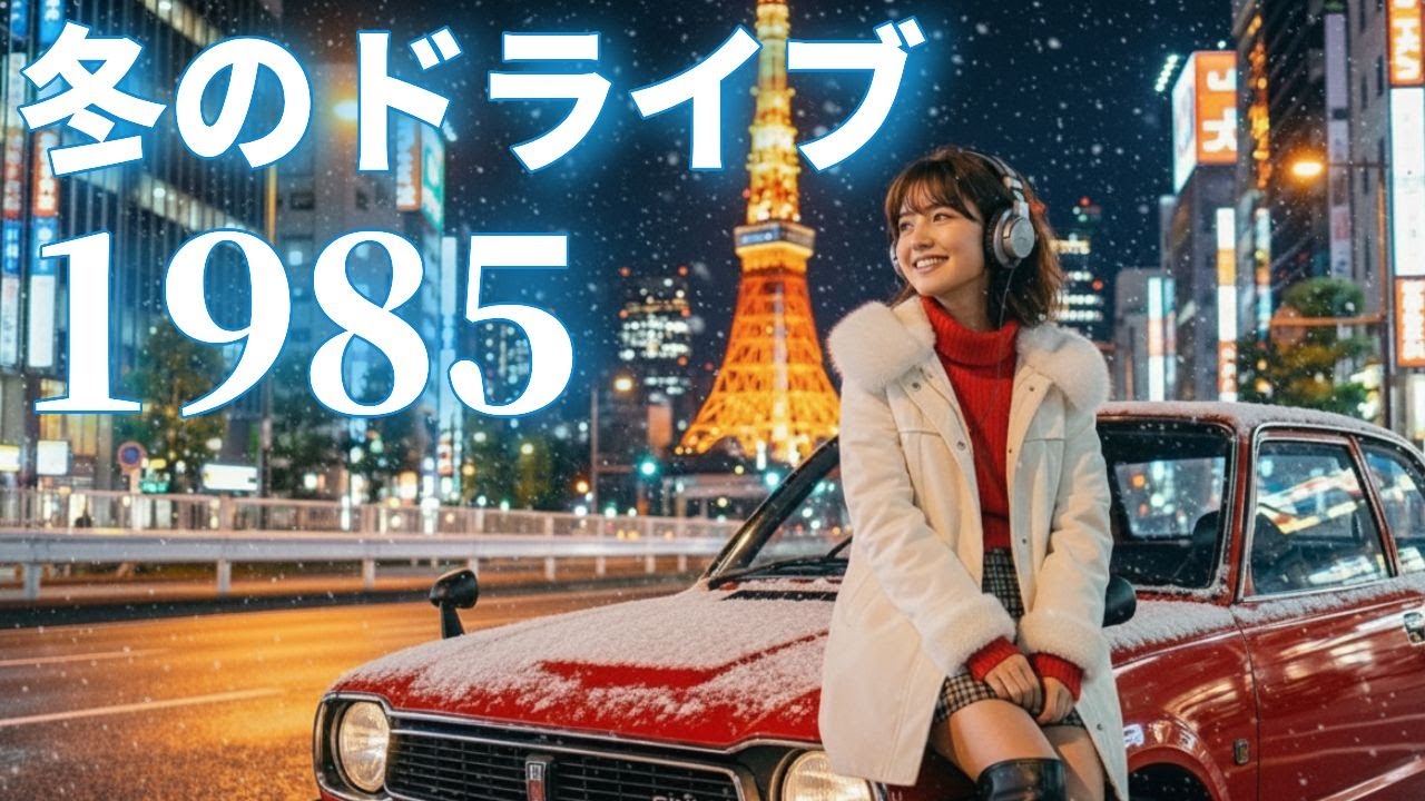 【 80s Japanese City Pop 】今夜は雪… 赤い愛車で走り出す。1985年の空気を纏う、大人の夜のドライブBGM。