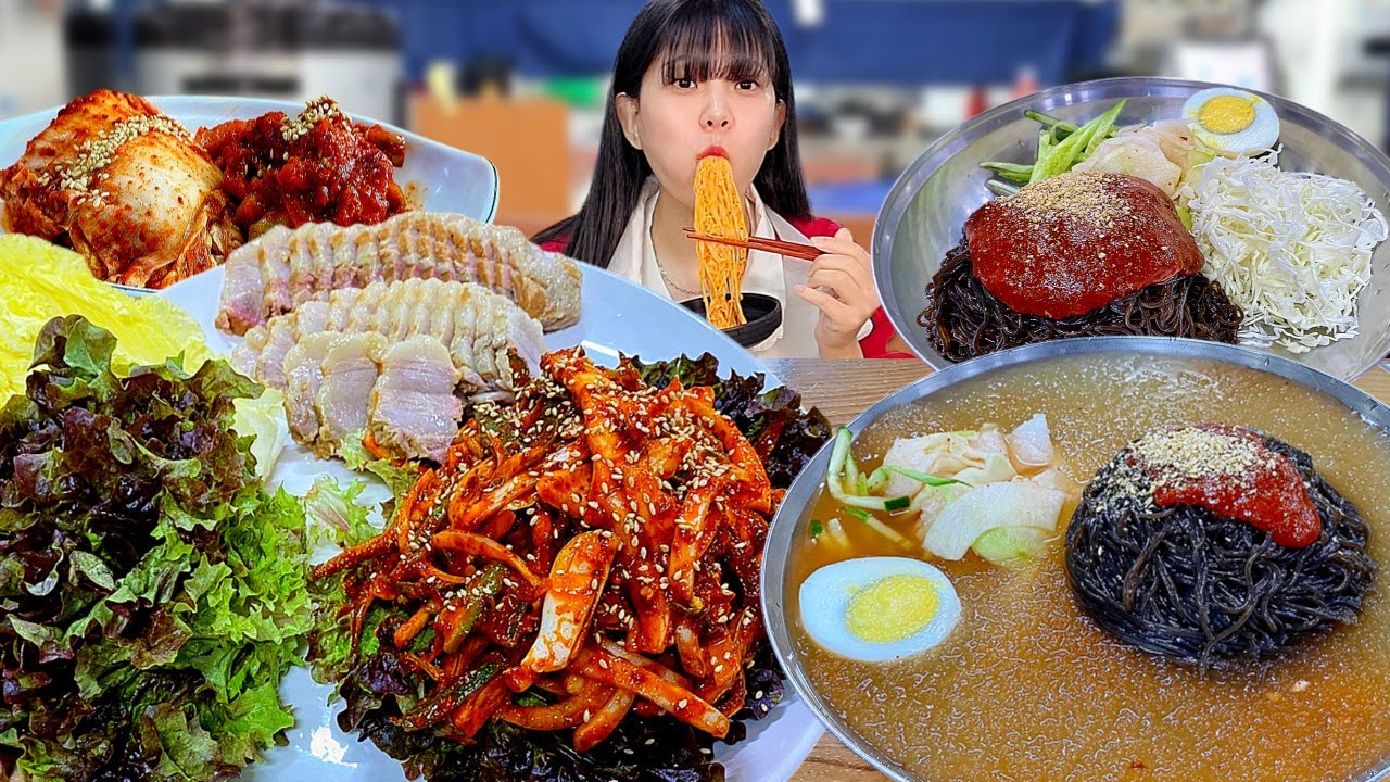 Холодная лапша бесконечна, пока не насытится🥶Korean eating show mukbang