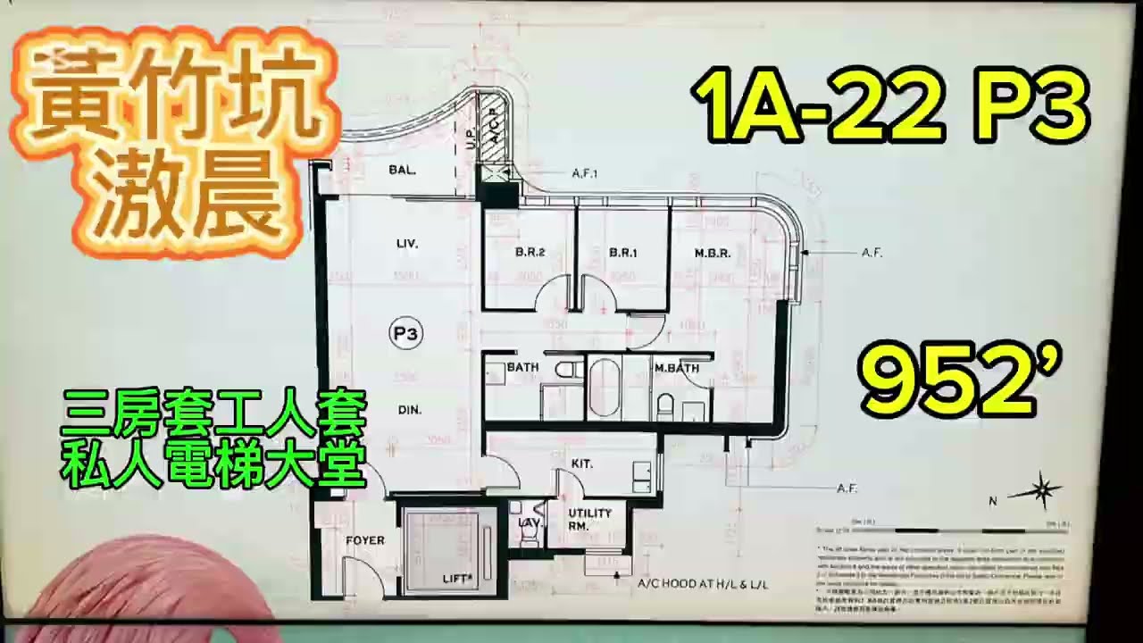 黃竹坑 滶晨 三房套 工人套 952&lsquo;