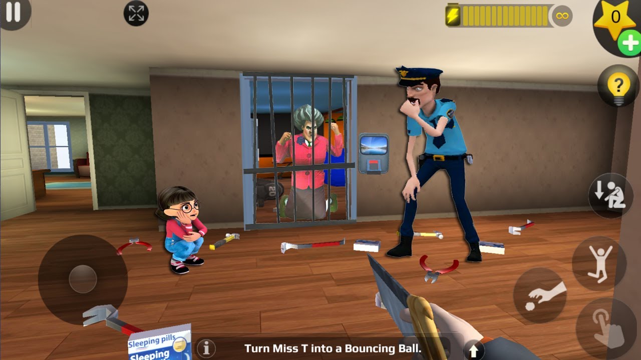 Scary Teacher 3D - with nick and tani troll Miss T fell face down-gameplay part 4072 #scaryteacher3d