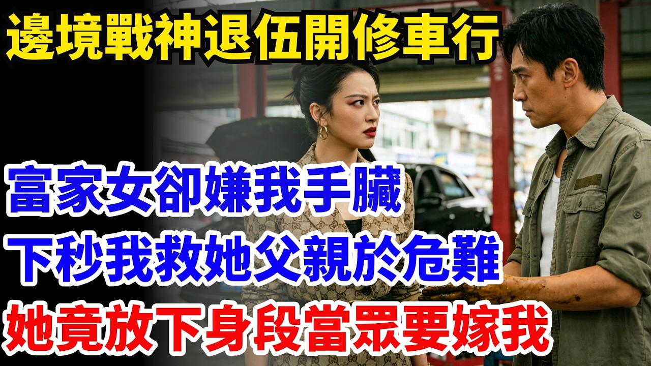 邊境戰神退伍開修車行，富家女卻嫌我手臟，下秒我救她父親於危難，她竟放下身段當眾要嫁我#奇聞#故事#情感小說#幸福人生#人生故事#家庭故事#中老年