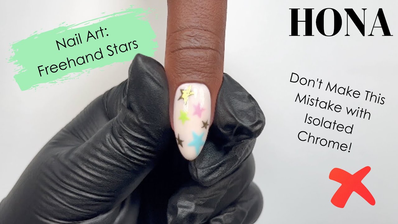 Freehand Nail Art, Stars and Isolated Chrome - HONA, Home of Nail Art