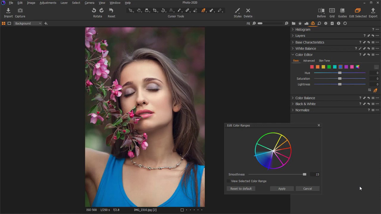 Цветокоррекция в Capture One - Смещение цветового оттенка
