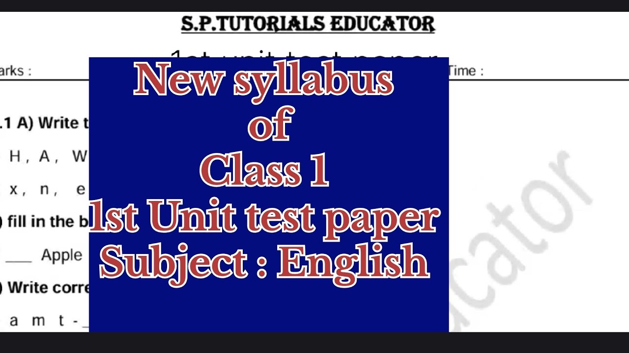 English |class 1 | 1st Unit test paper | new syllabus| Balbharati | Std 1st | 2025 | question paper