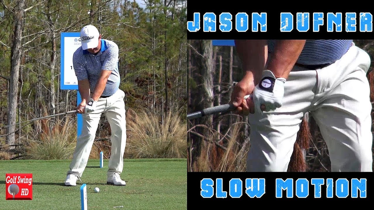 JASON DUFNER - HANDS THRU IMPACT (CLOSE UP SLOW MOTION) FACE ON IRON GOLF SWING 1080 HD