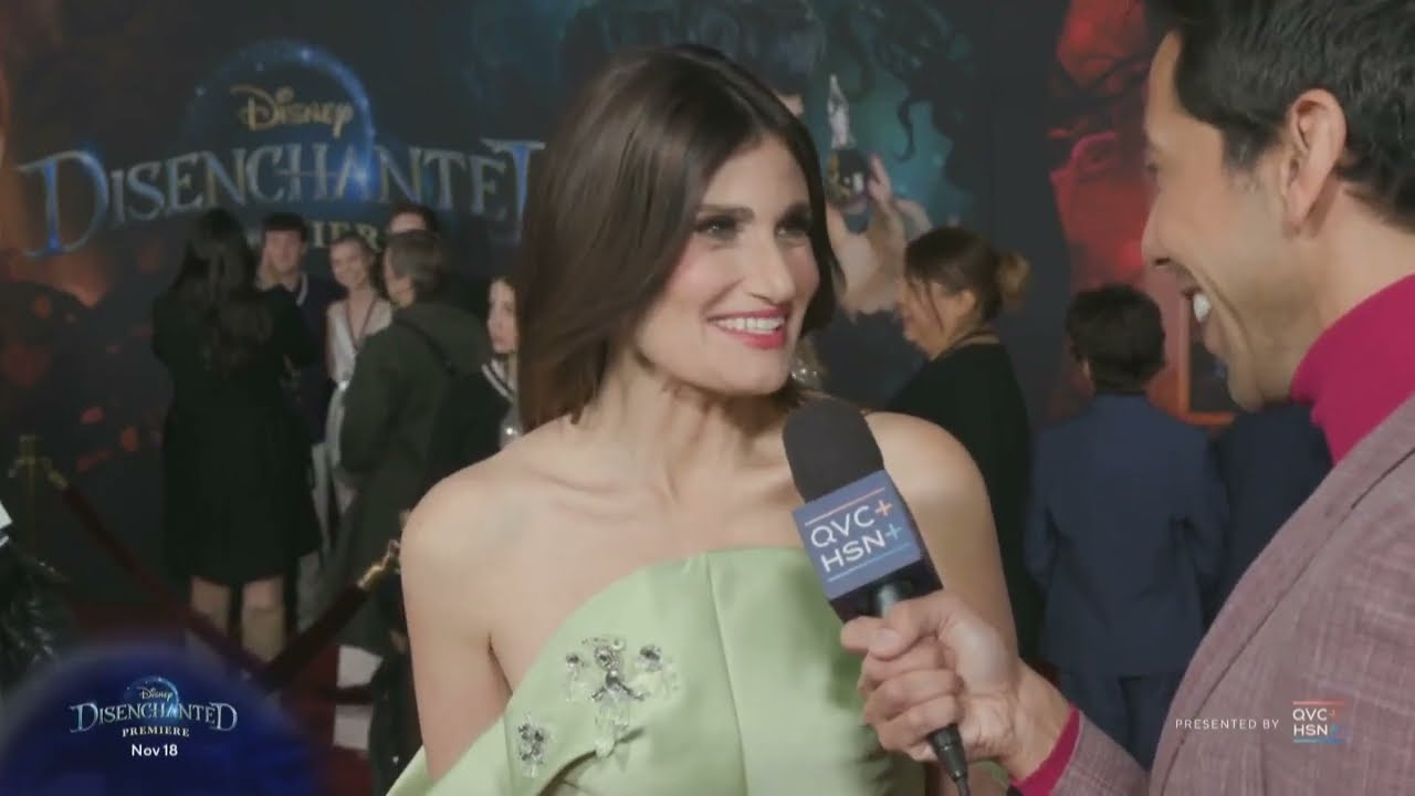 Idina Menzel Talks To QVC+ on Disenchanted Red Carpet