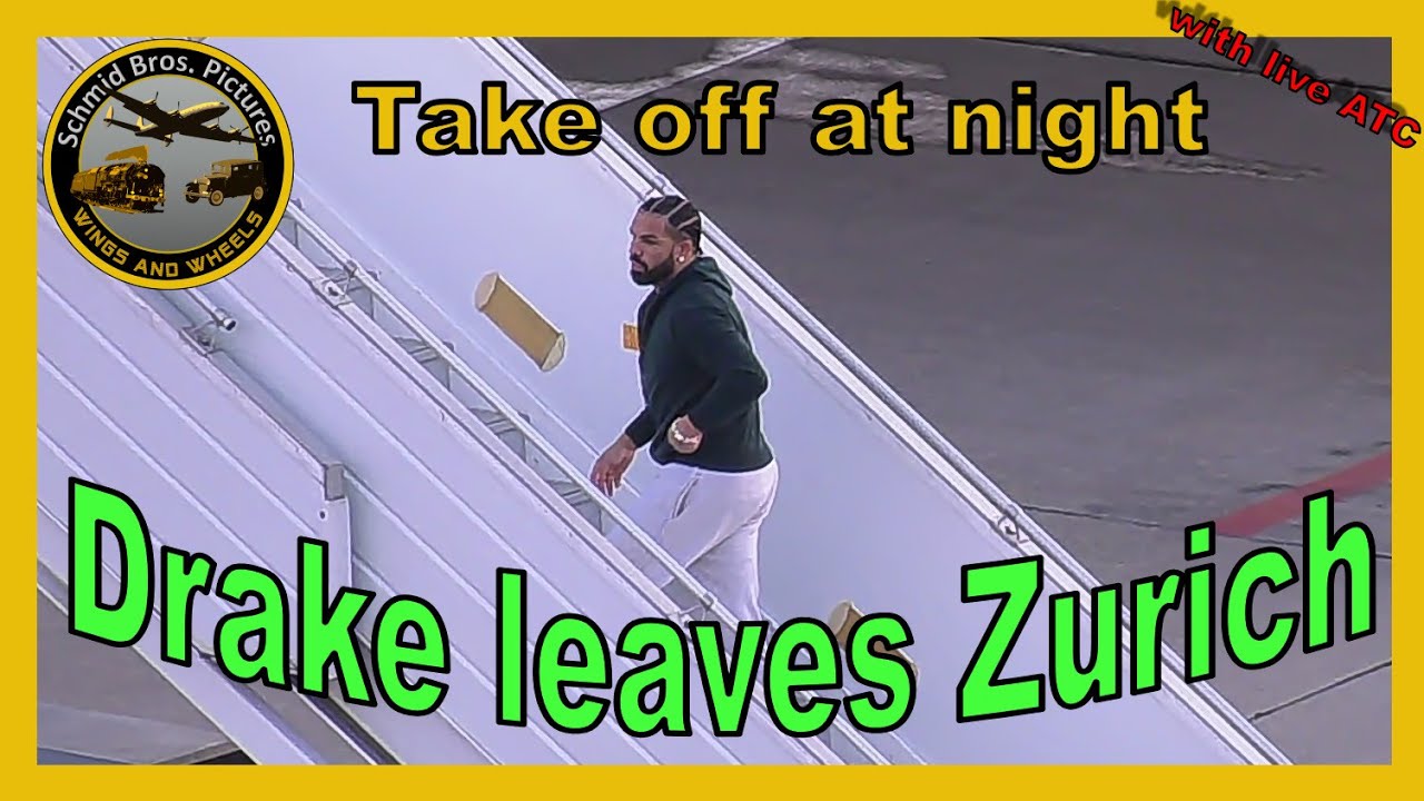 Drake leaves Zurich with hes beautiful Boeing 767-200 at night (with live ATC)
