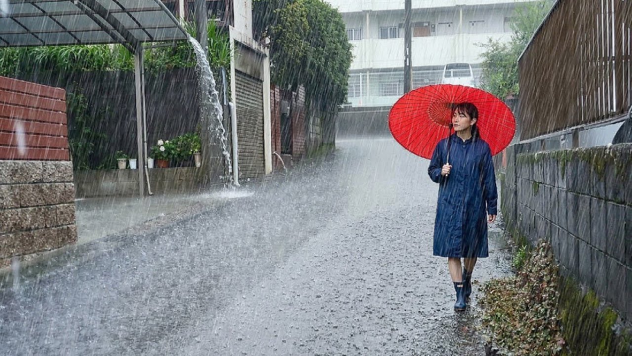 Super Heavy Rain In Kagoshima Japan || Walking In The Rain || Insomnia disappears instantly 🥱😴