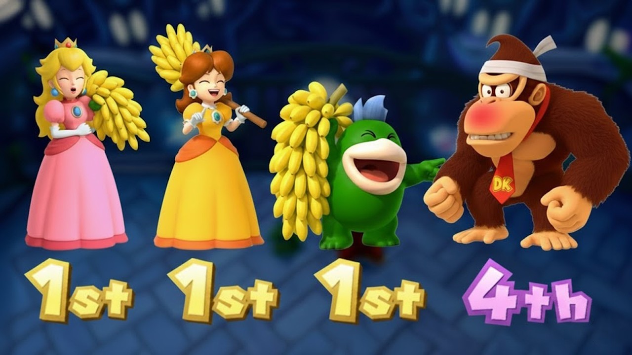 Mario Party 10 Minigames - Peach VS Daisy VS Spike VS Donkey Kong (Hardest Difficulty)