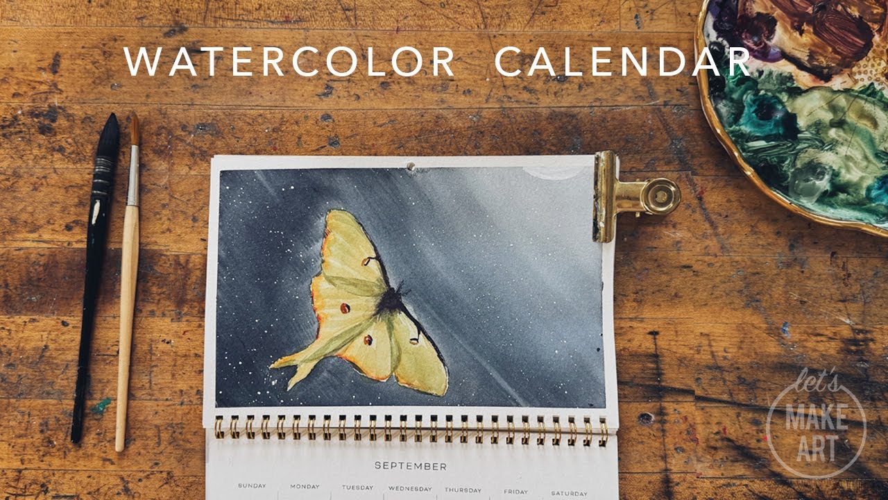 Learn How To Paint a Luna Moth | Watercolor Calendar Painting by Sarah Cray of Let's Make Art