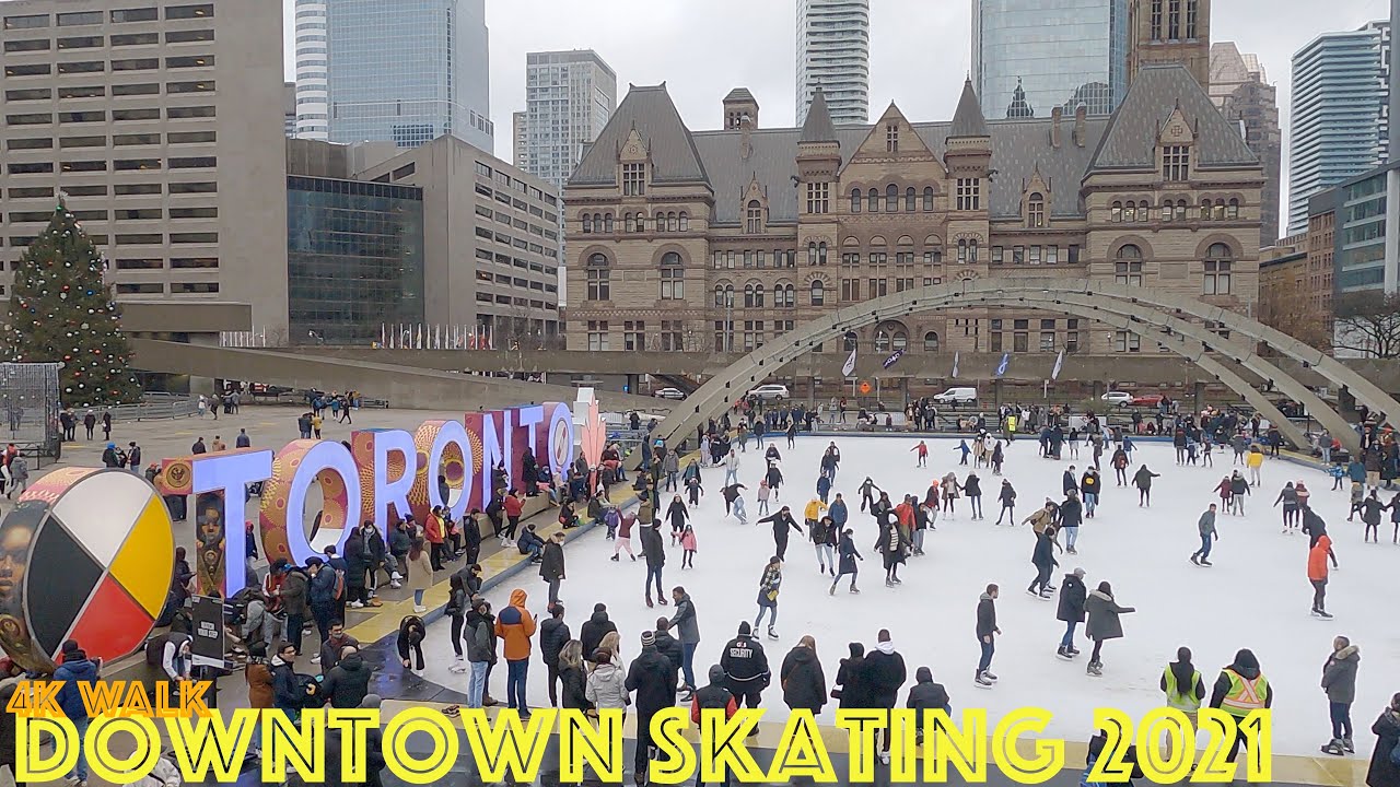 Downtown Toronto Skating (December 2021) - 4K Walk Toronto & Ontario Canada