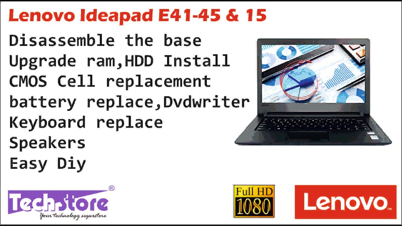 Lenovo Ideapad E41-45 15 : How to Disassemble base upgrade ram ssd hdd speaker battery easy diy