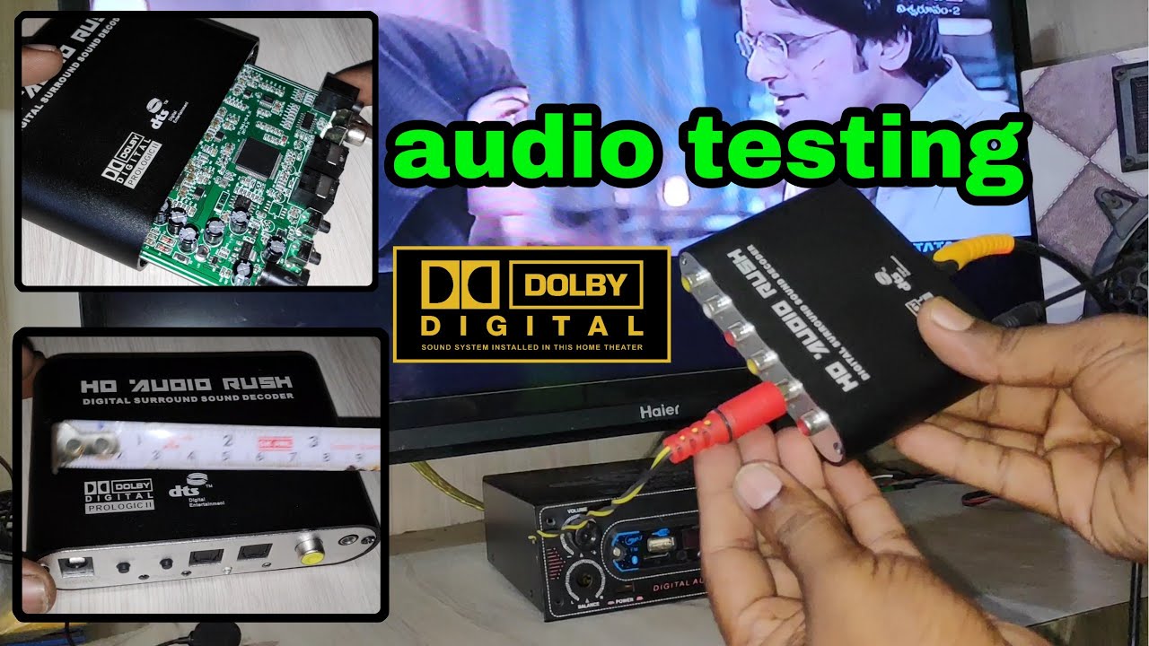 Hd audio rush 5.1 decoder unboxing in telugu || optical decoder sound testing