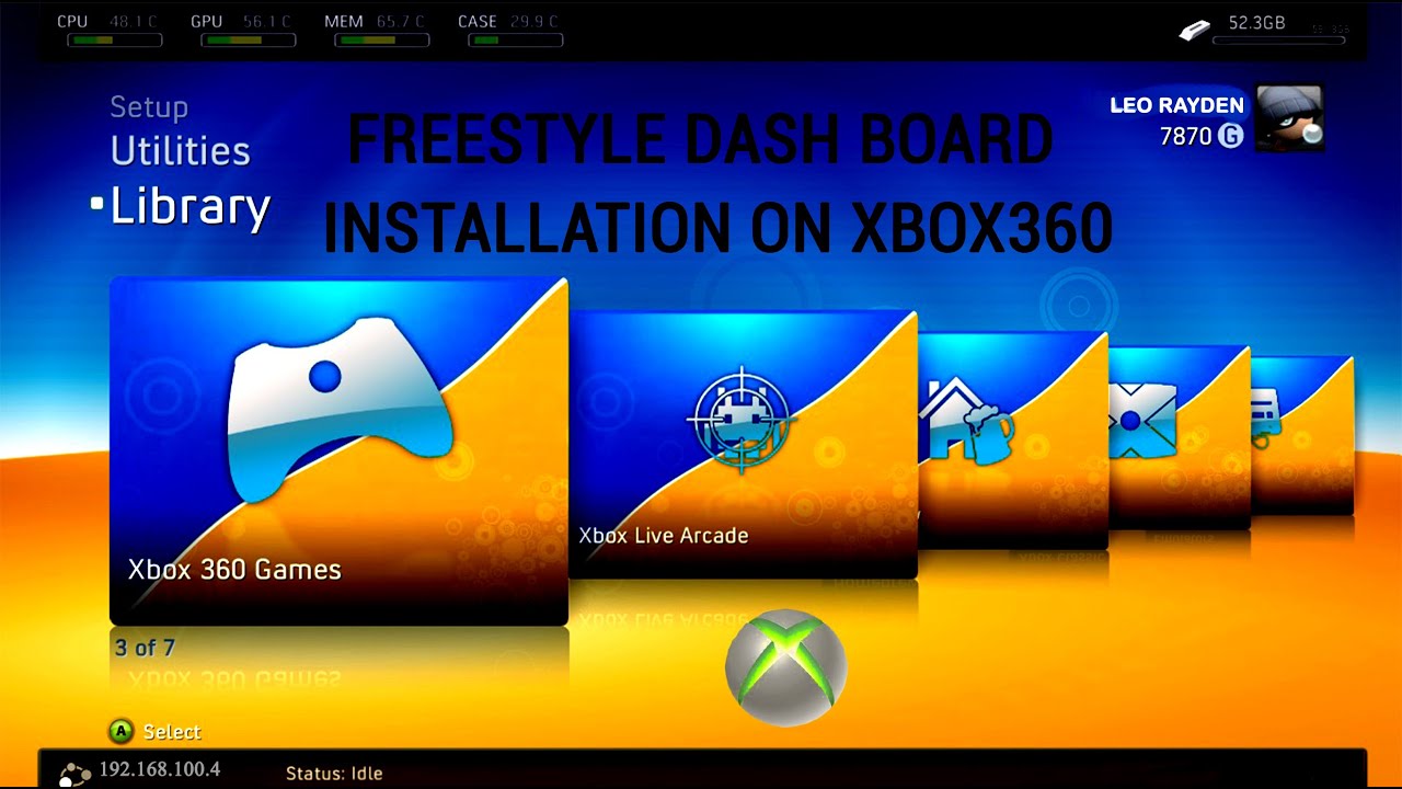 INSTALL LATEST FREESTYLE DASH ON XBOX360