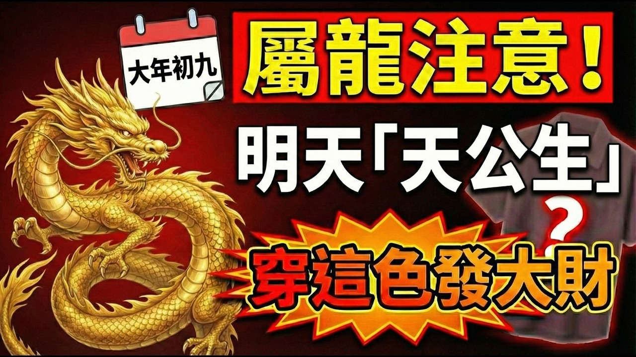 生肖龍：明天25號初九「天公生」，你穿「這顏色」最招財！天公賜福讓你橫財擋不住！#生肖龍2026運勢 #天公生 #招財顏色 #發橫財 #五行開運 #財運大爆發 #2026屬龍運勢 #改運 #拜天公