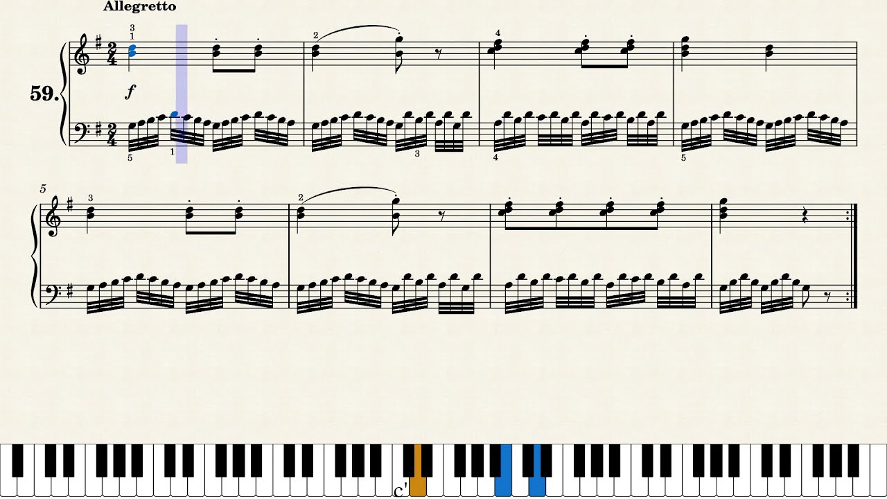 체르니 초급 연습 100곡 No.59 | Czerny Op.599 No.59 (Practical Exercises For Beginners)