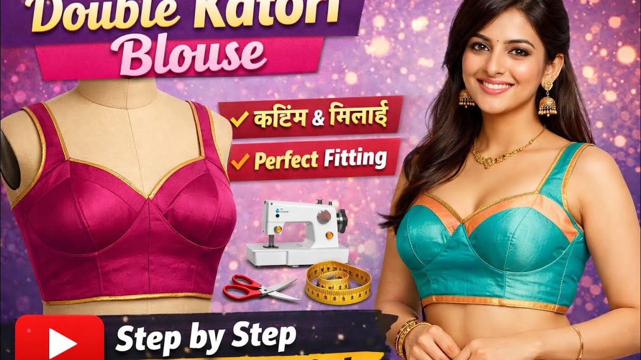 Double Katori Blouse Banana Seekhe | Easy Cutting Stitching Method