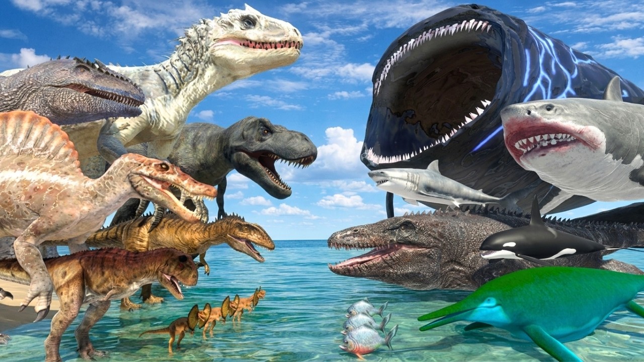 Sea Monsters vs Dinosaurs Underwater | Bloop vs Indominus Rex | Animal Revolt Battle Simulator