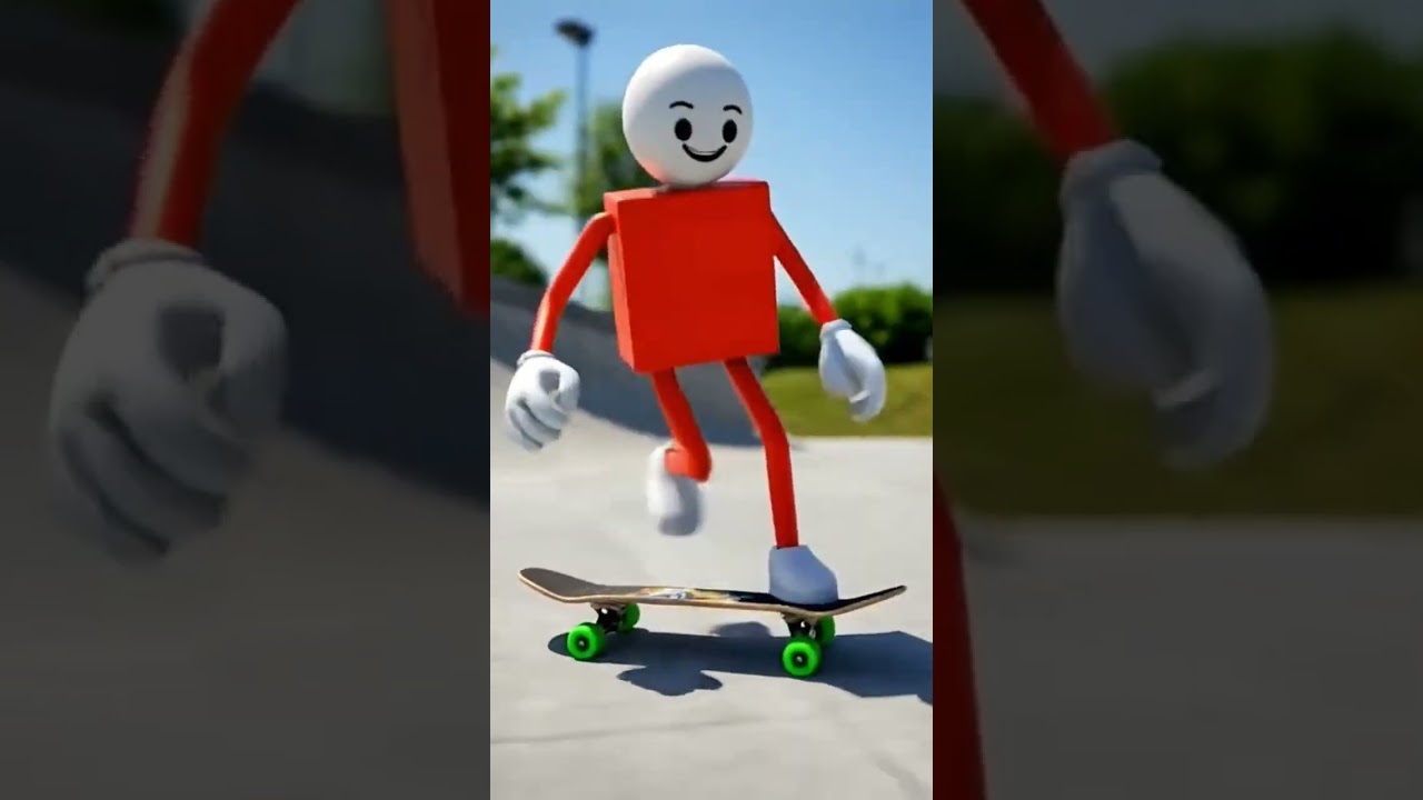 skateboard circle head and square body. busting out