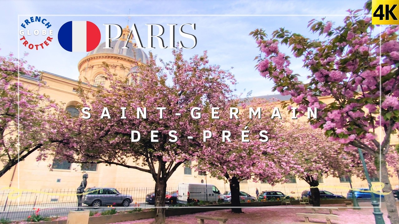 ПАРИЖ 6-й округ Cherry Blossoms Spring Walk 4K 🌸 Rue de Seine ➜ Saint-Germain-des-Pr&eacute;s🇫🇷
