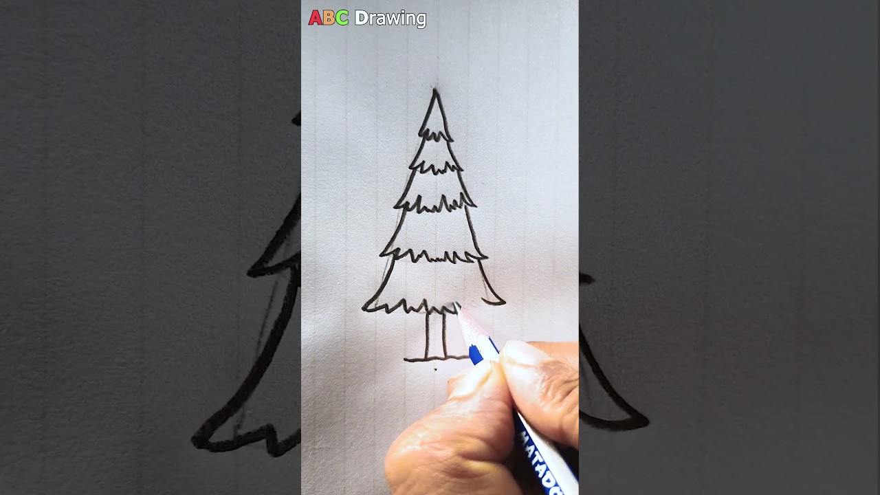 How to Draw a Pine Tree Step by Step 🌲 | Easy Drawing Tutorial for Beginners