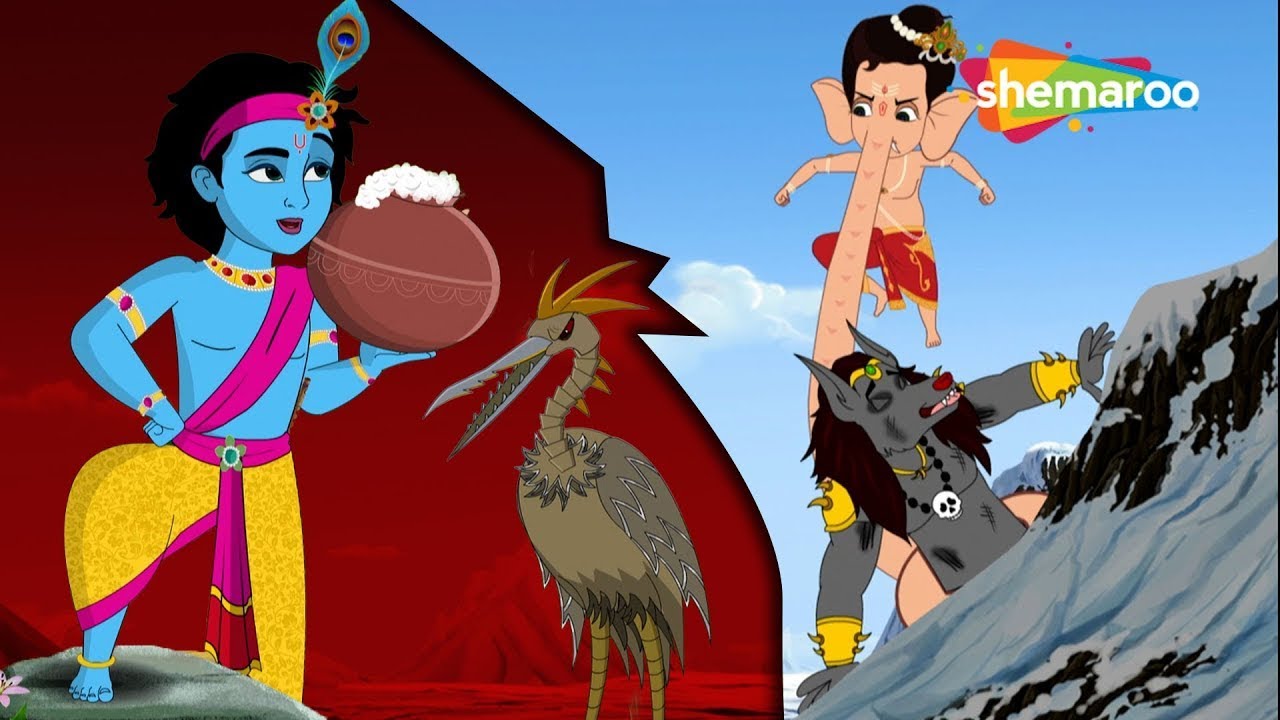 देखिये बाल गणेश और कृष्णा क्यों लड़ रहे है ? |  Hindi Kahani | @KidsBhakti