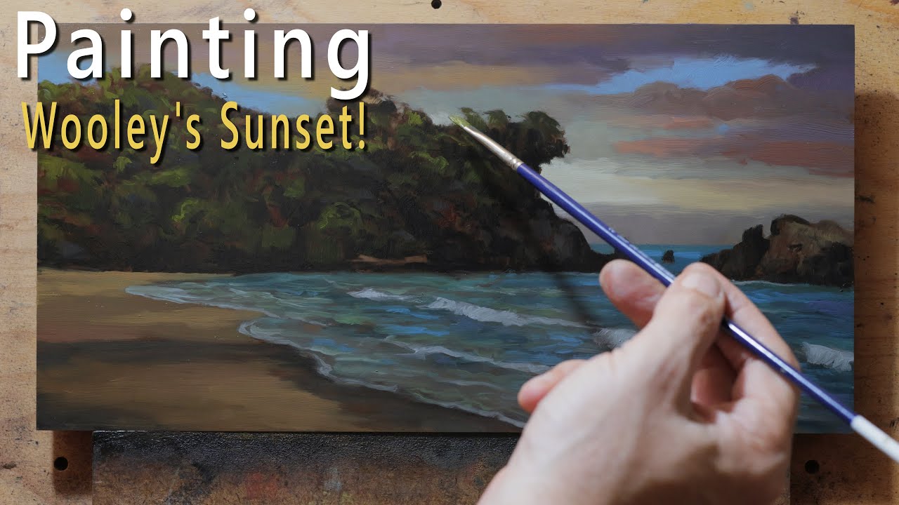 Woolley's Bay Sunset 7×14 Oil Painting Demonstration!