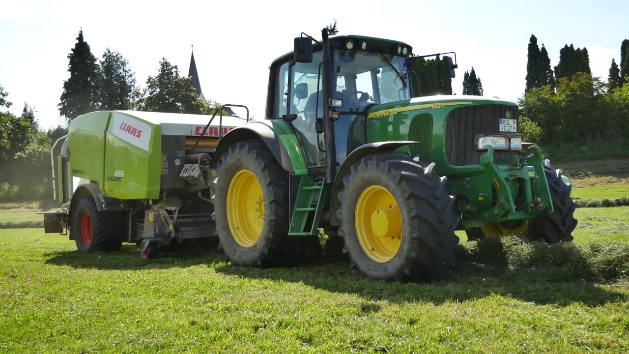 JOHN DEERE 6820 & 6100 + Claas Rollant 455 Uniwrap | Gras Silage in Freilassing