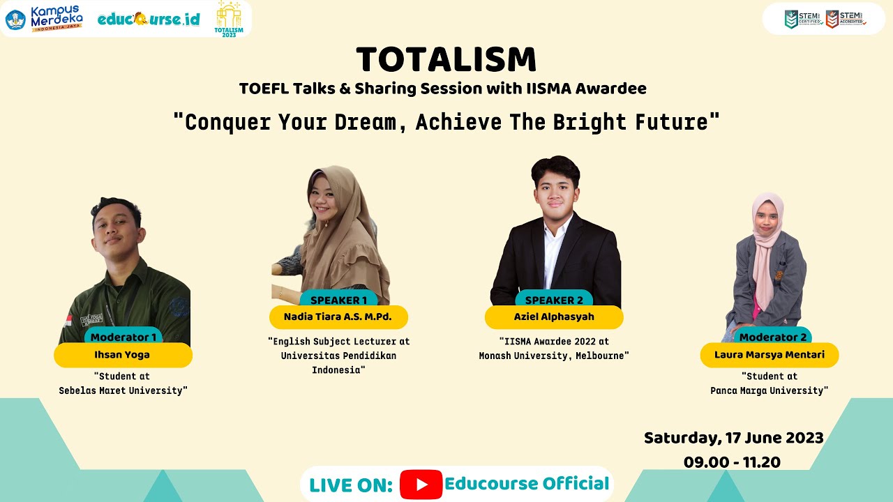 TOTALISM: TOEFL Talks and Sharing Session with IISMA Awardee