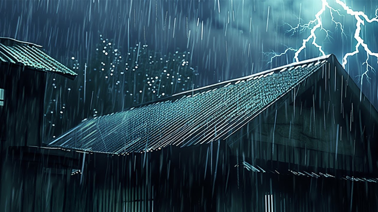 Midnight Thunder & Tin Roof Rainfall | Deep Calm Ambience for Sleep