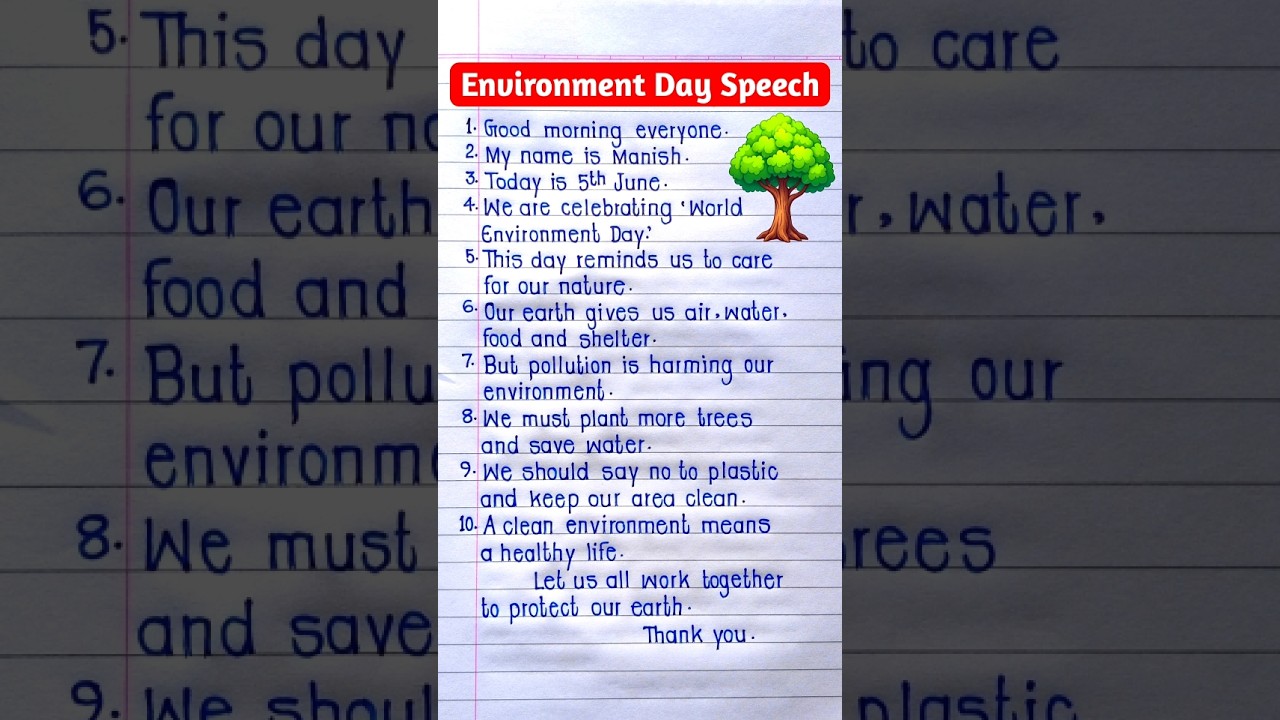 10 Lines Speech on World Environment Day in English | Environment Day Speech in English |
