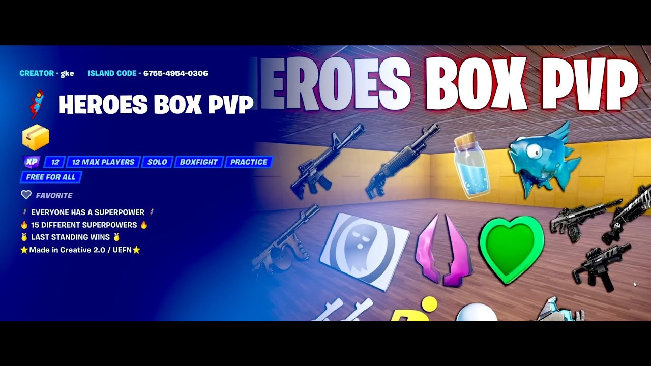 FORTNITE 🦸 HEROES BOX PVP 📦MAP CODE: 6755-4954-0306