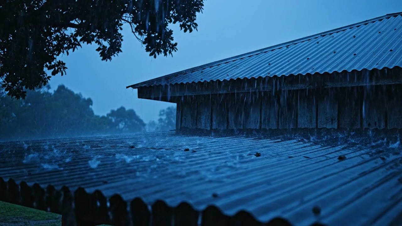 Goodbye Fatigue in 5 Minutes with Heavy Rain & Thunder Sounds Covering the Old Palm Tent at Night
