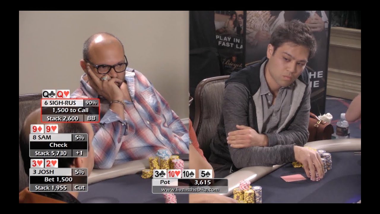 Huge 3 Way Pot between LATB legends Josh, Cyrus, & Sam! &spades; Live at the Bike! Hand of the Night