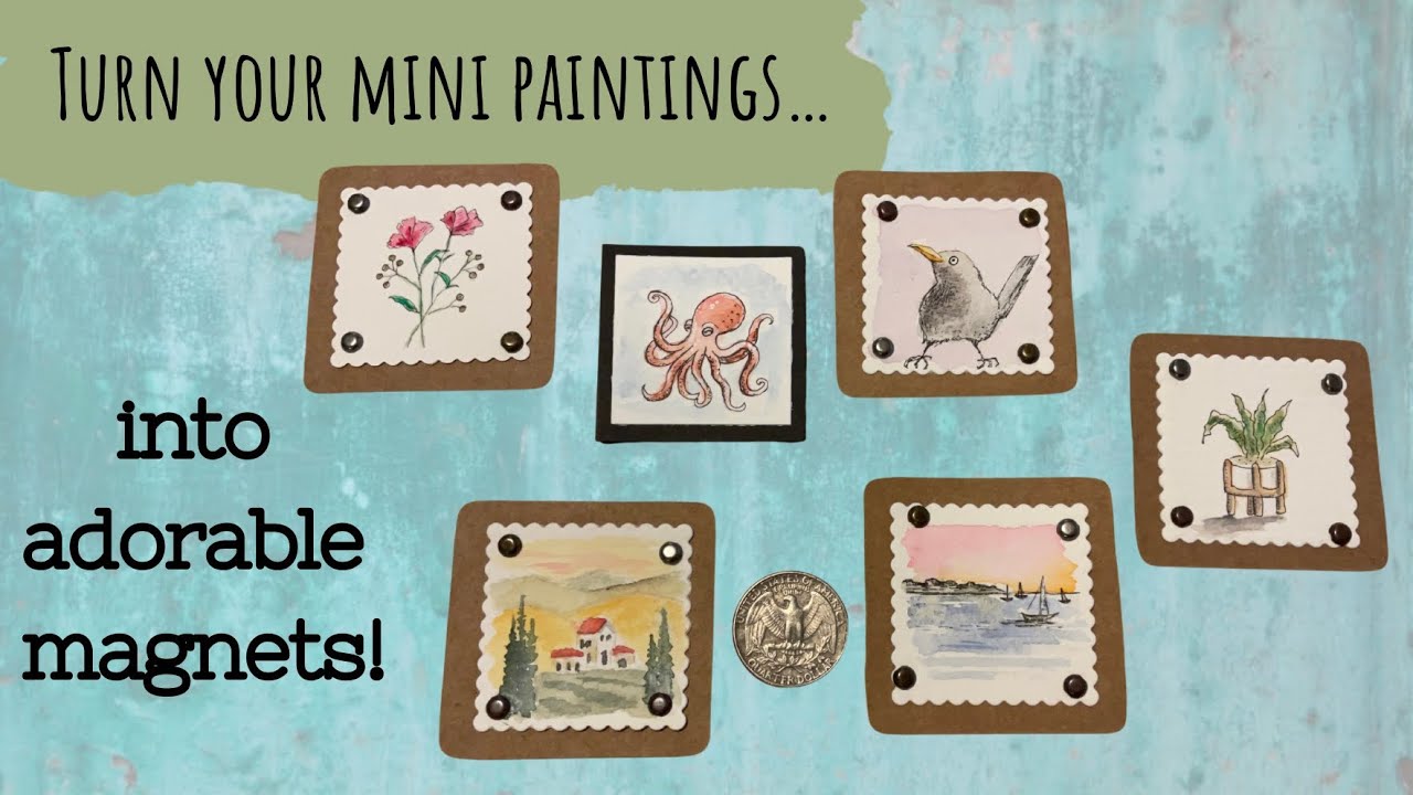 Miniature watercolor paintings can be turned into magnets in minutes! Let’s make some together.