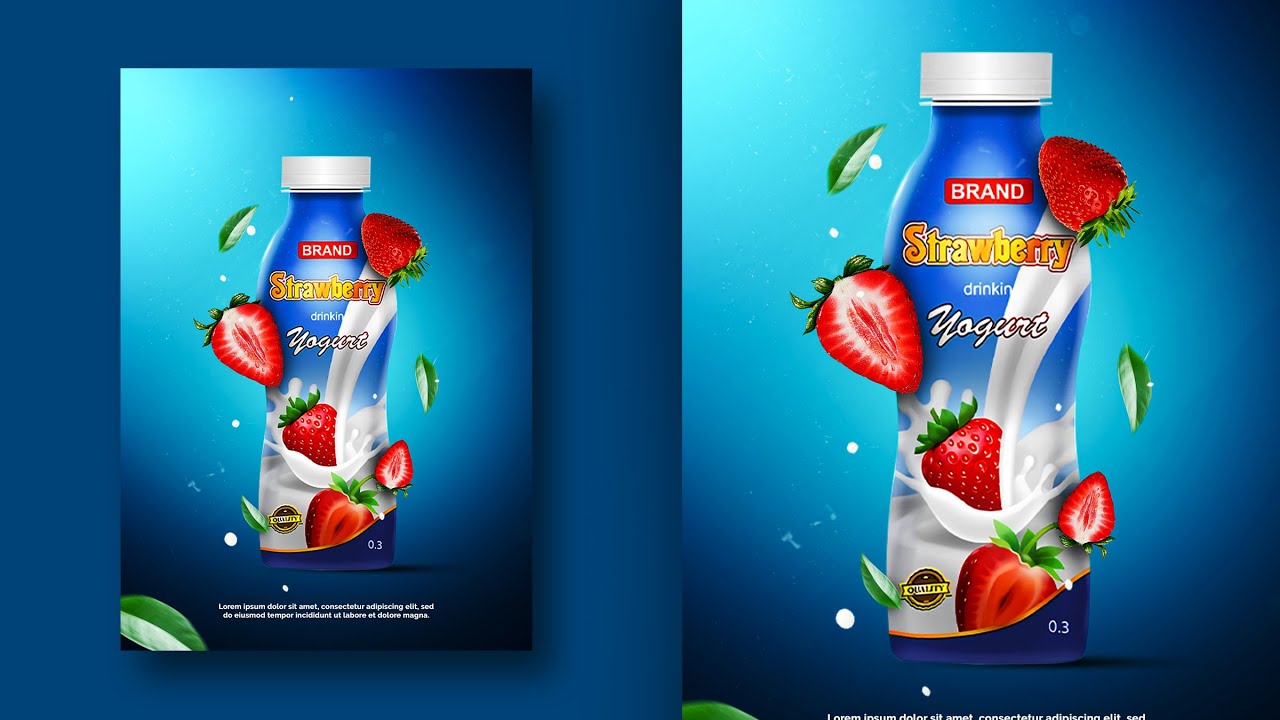 Strawberry Yogurt Poster Design | Photoshop Tutorials