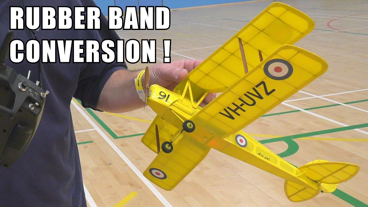 FANTASTIC RUBBER BAND ELECTRIC RC CONVERSION !!! VINTAGE MODEL COMPANY TIGER MOTH