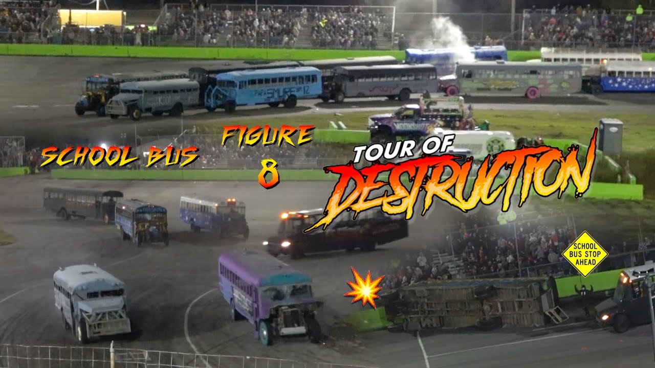 SCHOOL BUS FIGURE 8 RACING!!! Tour of Destruction at Orlando Speedworld 2025
